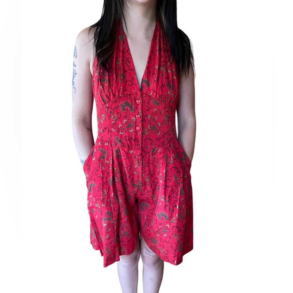 Vintage Floral Shorts Romper‎